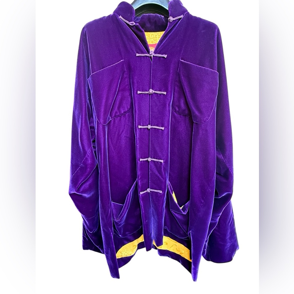 Shanghai Tang luxurious purple velvet jacket w/ silk lining sz 8